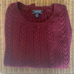 Lands end women’s cable knit sweater, purple (maroon) size 2X